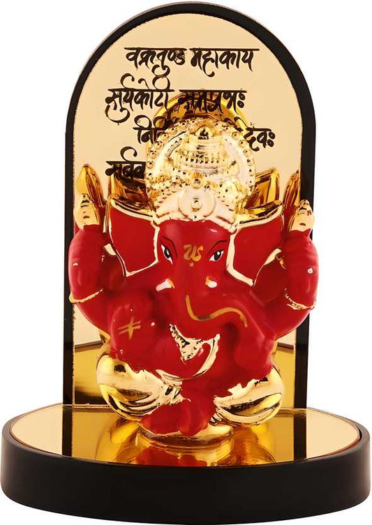 Gold Plate Ganesh Ji Idol Statue Decorative Showpiece