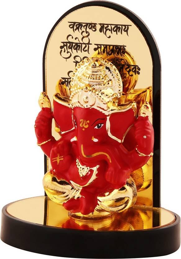 Gold Plate Ganesh Ji Idol Statue Decorative Showpiece