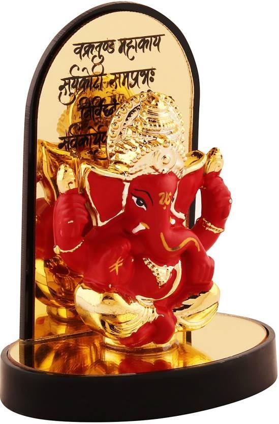 Gold Plate Ganesh Ji Idol Statue Decorative Showpiece