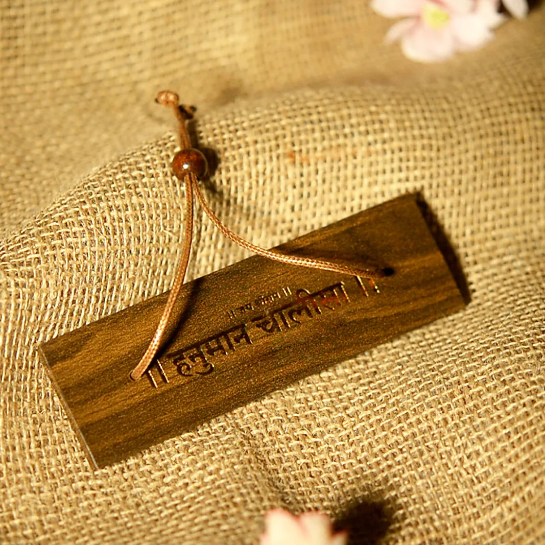 Wooden Hanuman Chalisa Book in Ancient Manuscript Style